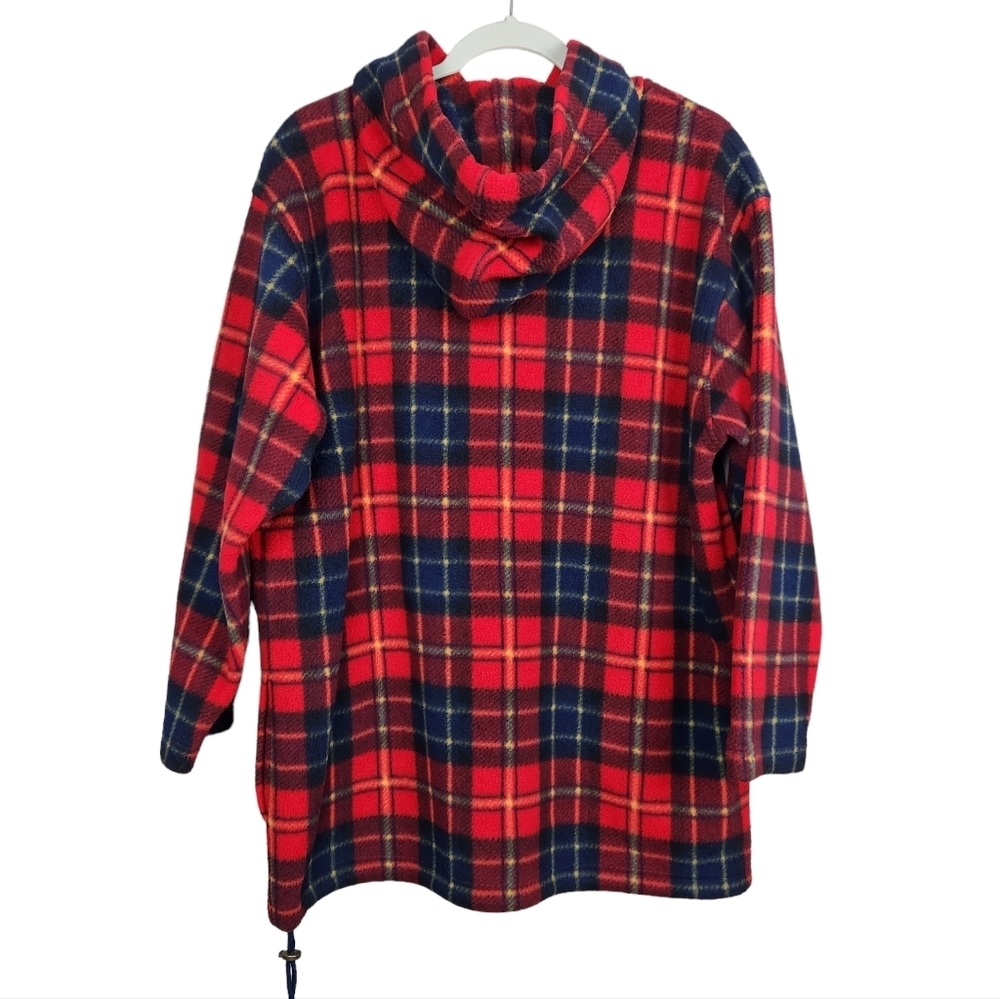 Lauren Ralph Lauren Vintage Red Blue Plaid Fleece Pullover Hoodie Womens Small - Picture 4 of 7